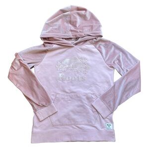 Roots Canada Sweatshirt Hoodie Pink Velvet Pullover Beaver Sz XL